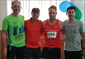  ??  ?? Drogheda &amp; District’s men’s team of Des Feeley, John Reilly, Johnny Breen and Paul Smith who were second team prize-winners at the Seamie Weldon 5K.