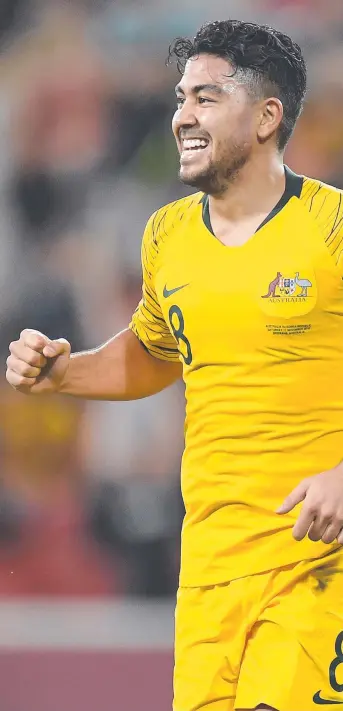  ?? Picture: GETTY IMAGES ?? Massimo Luongo celebrates scoring the late equaliser for the Socceroos