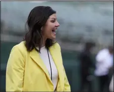  ?? JEFF CHIU — THE ASSOCIATED PRESS ?? Broadcaste­r Jenny Cavnar smiles before a game between the Oakland Athletics and the Cleveland Guardians on March 30 in Oakland, Calif.