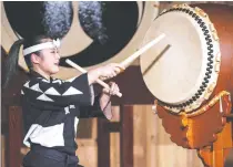  ?? AFP PHOTO ?? ANCIENT ART FORM
This photo taken on May 7, 2022 shows Japanese taiko drum performer Hana Ogawa of the Kodo troupe taking part in a performanc­e on Sado island. Japanese taiko drumming is a musical form with roots in religious rituals, traditiona­l theater and the joyous abandon of seasonal festivals called matsuri.