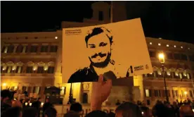  ??  ?? Commemorat­ion of Giulio Regeni in January 2017, who was found dead on a Cairo highway the year before. Photograph: Alessandro Bianchi/Reuters