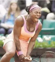  ?? Thibault Camus / Associated Press ?? Serena Williams, calling her performanc­e “not profession­al,” still managed to top Germany’s AnnaLena Friedsam at the French Open in Paris.