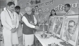  ?? HT PHOTO ?? Haryana chief minister Manohar Lal Khattar inaugurati­ng a meeting of the state BJP executive in Sonepat on Monday.