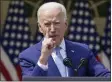  ?? ANDREW HARNIK — THE ASSOCIATED PRESS ?? President Joe Biden gestures as he speaks about gun violence prevention in the Rose Garden at the White House, Thursday, April 8, in Washington.