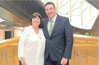  ??  ?? Conservati­ve MSP Miles Briggs and campaigner for Frank’s Law, Amanda Kopel