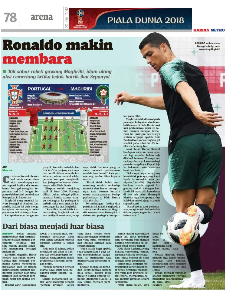  ??  ?? RONALDO senjata utama Portugal raih tiga mata
menentang Maghribi.