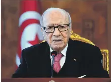  ?? AFP ?? The consensus and relationsh­ip between me and Ennahda has ended, says Tunisian President Beji Caid Essebsi