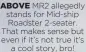  ??  ?? ABOVE MR2 allegedly stands for Mid-ship Roadster 2-seater. That makes sense but even if it’s not true it’s a cool story, bro!
