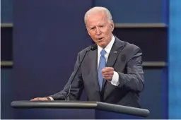  ?? AP ?? Democratic presidenti­al candidate Joe Biden argues a point in the debate.