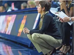  ??  ?? Notre Dame coach Muffet McGraw looks on during an exhibition game against Lewis University on Tuesday. MICHAEL CATERINA/SOUTH BEND TRIBUNE VIA AP