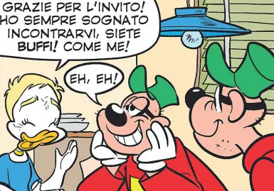  ??  ?? Comics Una tavola del prossimo numero di «Topolino» con «Bebe Pio», protagonis­ta di tre storie disegnate da Mattia Surroz