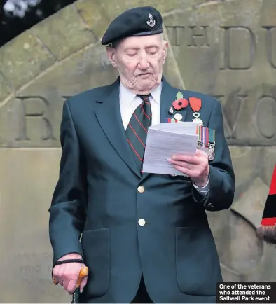  ??  ?? One of the veterans who attended the Saltwell Park event