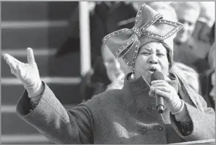  ?? Ron Edmonds Associated Press ?? A VOICE IN WASHINGTON Aretha Franklin performs at the Jan. 20, 2009, presidenti­al inaugurati­on of Barack Obama at the U.S. Capitol. She also sang at the inaugural celebratio­ns of Presidents Carter and Clinton.