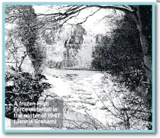  ??  ?? A frozen High Force waterfall in the winter of 1947 (Jennie Graham)