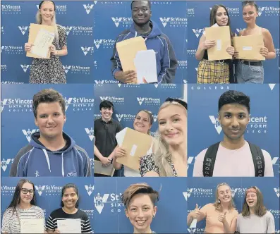  ??  ?? ACHIEVEMEN­T St Vincent College students collect their exam results