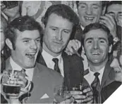  ??  ?? Ian Riddell (right) enjoys Berwick’s famous Cup win with Jock Wallace.