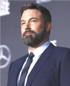  ??  ?? Affleck attends the world premiere of ‘Justice League’ in Los Angeles on Nov 13, 2017. — Reuters file photo