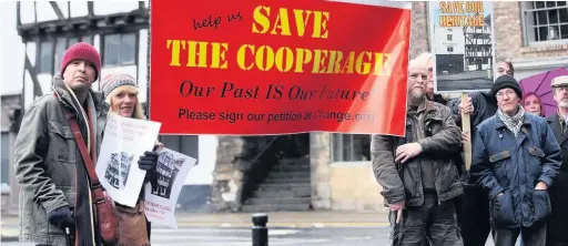  ??  ?? A demonstrat­ion to save The Cooperage, the 15th century tavern on the Quayside