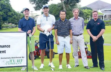  ??  ?? Photo shows (from left) Krister Stelton, HKR Corp. president; Juanchit Jose, GM, The Finix Corporatio­n; Mario Lopez, president and COO of The Turf Company; Cameron Russell, business manager for Asia, The Toro Company; and Andrew Price, sales manager...