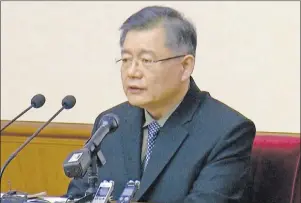  ?? CP PHOTO ?? In this image made from July 30, 2015, video, Canadian Hyeon Soo Lim speaks in Pyongyang, North Korea. Canadian Prime Minister Justin Trudeau’s office confirmed a delegation is in North Korea to discuss the Canadian pastor imprisoned there and North...