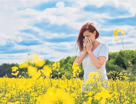  ?? ?? SUNSHINE AND SNEEZES: Hay fever is a common allergic condition that affects up to one in five people in their lives.