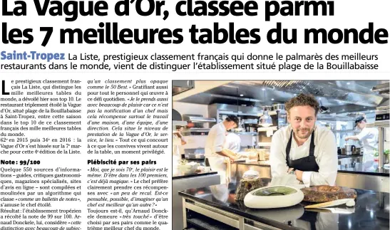  ?? (Photo V.-m.) ?? Arnaud Donckele, chef étoilé et fier pour son équipe de cette nouvelle distinctio­n.