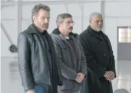  ?? LIONSGATE ?? Bryan Cranston, left, Steve Carell and Laurence Fishburne play Vietnam War vets who reunite for Carell’s son’s funeral in Richard Linklater’s thoughtful Last Flag Flying.