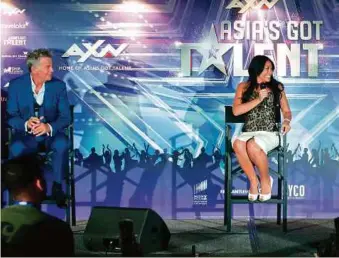  ??  ?? Asia’s Got Talent S2 judges: (From left) Foster, Anggun and Park.