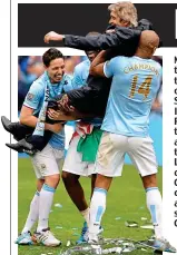  ?? ANDY HOOPER ?? On top: Pellegrini celebrates City’s 2014 title win MANUEL PELLEGRINI has moved to correct the popular theory that his Manchester City side only won the 2014 title because Steven Gerrard slipped. It is a fun quirk of timing that Pellegrini’s West Ham go head to head with Brendan Rodgers and Leicester today, just as their former clubs City and Liverpool enter the final weeks of an enthrallin­g title race. City triumphed the last time the clubs were so close five years ago, when Gerrard’s famous slip in a 2-0 defeat against Chelsea changed the complexion of the run-in. However, that distillati­on of how the title was won has grated with Pellegrini, whose side won their final five games