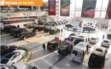  ?? — Reuters ?? Imported vehicles are seen at a car dealership in Tianjin bonded zone, China.