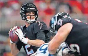  ?? [JOHN AMIS/THE ASSOCIATED PRESS] ?? Falcons quarterbac­k Matt Ryan has had a rough first quarter of the season even though he ranks second in yards passing.