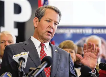  ?? BOB ANDRES / BANDRES@AJC.COM ?? Secretary of State Brian Kemp, the Republican candidate for Georgia governor, has promised to cover about $10 million in loans for struggling agricultur­al business Hart AgStrong.