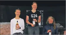  ?? ?? The Kintyre Way Ultra’s top three female finishers: 1 Helen Falconer, 2 Alice Prodger, 3 Leonie Palmer.