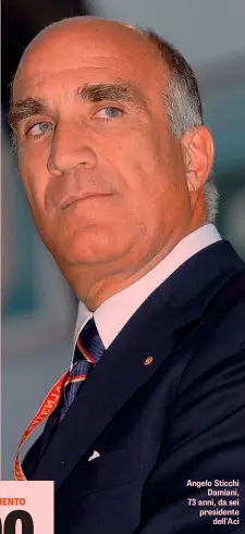  ??  ?? Angelo Sticchi Damiani, 73 anni, da sei presidente dell’Aci
