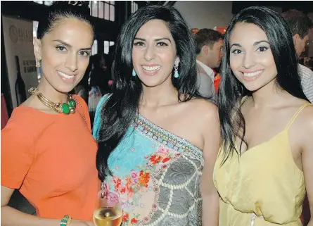  ??  ?? Media personalit­ies, from left, Sonia Beeksma, Nisha Khare and Sonia Sunger were among the style savvy who graced the Indian Summer Festival’s opening night gala.