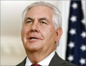  ?? JACQUELYN MARTIN — ASSOCIATED PRESS ?? Secretary of State Rex Tillerson speaks at the State Department in Washington on Jan. 29, 2018.