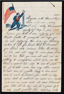  ?? LIBRARY OF CONGRESS/WASHINGTON POST ?? In a May 28, 1864, letter to his wife, Union soldier John C. Arnold, of the 49th Pennsylvan­ia infantry regimen, discusses his health and being on a march.