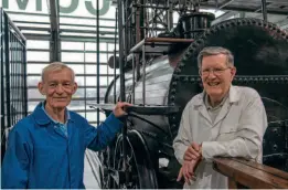  ?? ?? Dr Michael Bailey and Peter Davidson with Locomotion No.1. NRM