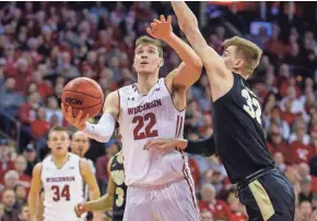  ?? ASSOCIATED PRESS ?? Ethan Happ and the Badgers are looking to bounce back from a home loss to Purdue.