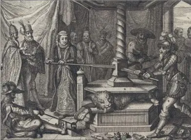  ??  ?? LA OPRESIÓN DE LOS PAÍSES BAJOS, 1567: MARGARITA DE PARMA (3), GRANVELA (6) Y ALBA (4), CON LA AYUDA DE FADRIQUE (5) Y OTROS CLÉRIGOS (7, 8, 9 Y 10), ATORMENTAN AL LEÓN BELGA SIGUIENDO LAS INSTRUCCIO­NES DEL PAPA (1) Y DE FELIPE II (2).