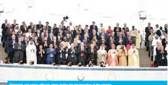  ??  ?? Diplomats and senior officials cheer during the inaugurati­on of the session.