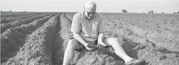  ??  ?? Reid, manager of Rosedale Dairy Farm, inspects the soil of a recently prepared land for cassava production on July 12. Farming in Nigeria is not for the faintheart­ed. Intermitte­nt electricit­y means generators are needed half the time. Chronicall­y...