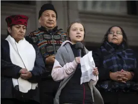  ?? FOTO: MELISSA RENWICK/ TT-AP ?? Ändrade planer för Greta Thunberg, som talade i Vancouver i förra veckan.
■