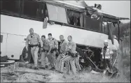  ??  ?? California Highway Patrol officers investigat­e the scene of a charter bus crash on northbound Highway 99 between Atwater and Livingston on Aug. 2, 2016.