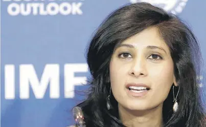  ?? REUTERS ?? La economista jefe del Fondo Monetario Internacio­nal, Gita Gopinath.