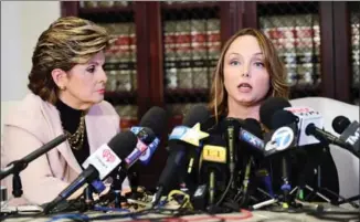  ?? EMMA MCINTYRE, GETTY IMAGES ?? Attorney Gloria Allred and her client Louisette Geiss speak during a news conference about her client’s allegation­s of sexual harassment by Harvey Weinstein.