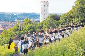  ?? FOTO: KIM ENDERLE ?? Die aktuelle Gruppe der Schützentr­ommler im Jubiläumsj­ahr 2018.