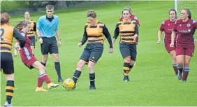  ?? ?? Dryburgh Athletic (maroon) beat Alloa Athletic 6-3 in the SWFL North/East at Lochee Park.