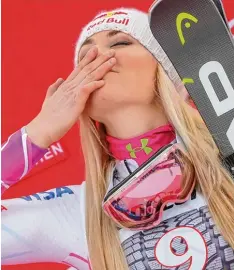  ?? Foto: Lutz, dpa ?? Postergirl auf Partnersuc­he: Lindsey Vonn hofft in Pyeongchan­g auf einen neuen Mann in ihrem Leben.