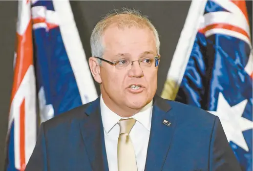  ??  ?? Prime Minister Scott Morrison speaks at the Australian Defence Force Academy on Wednesday.